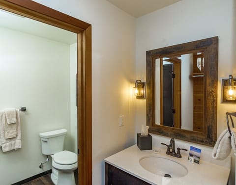 Deluxe Room, 1 King Bed | Bathroom | Shower, hair dryer, towels