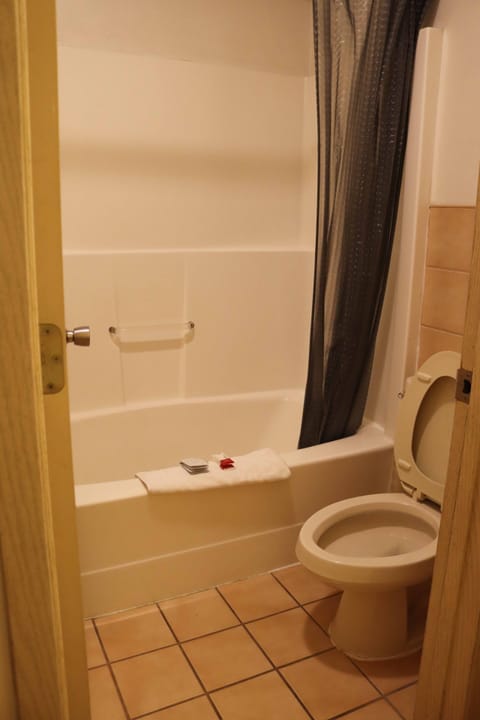 Standard Room, 1 Queen Bed | Bathroom | Combined shower/tub, deep soaking tub, free toiletries, towels