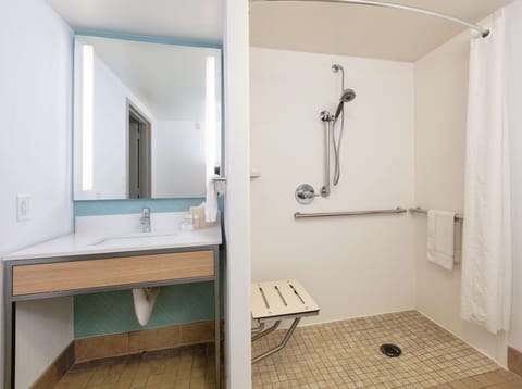 Room, 1 King Bed, Accessible (Roll-In Shower) | Bathroom shower