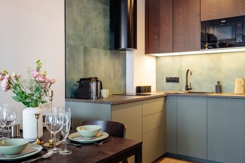 Apartment | Private kitchenette | Fridge, microwave, stovetop, electric kettle