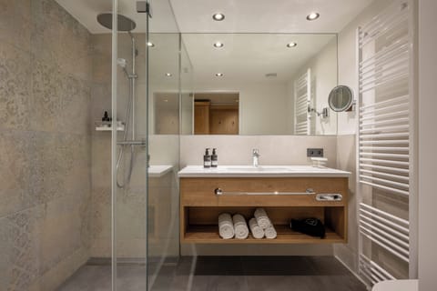 Combined shower/tub, free toiletries, hair dryer, towels