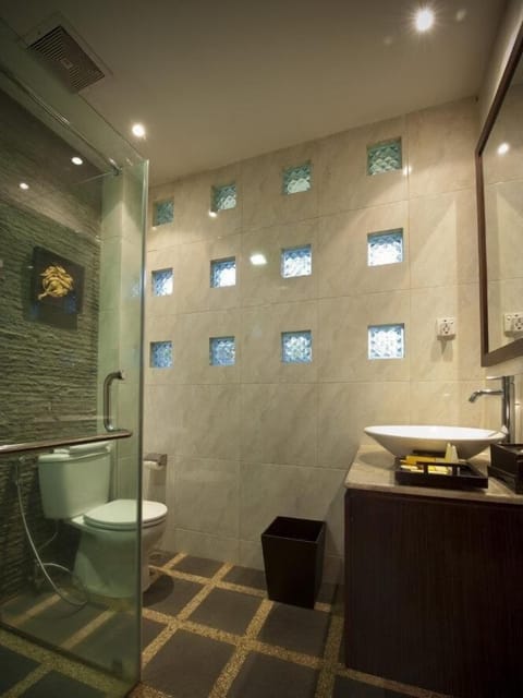 Deluxe Twin Room | Bathroom | Shower, free toiletries, hair dryer, slippers