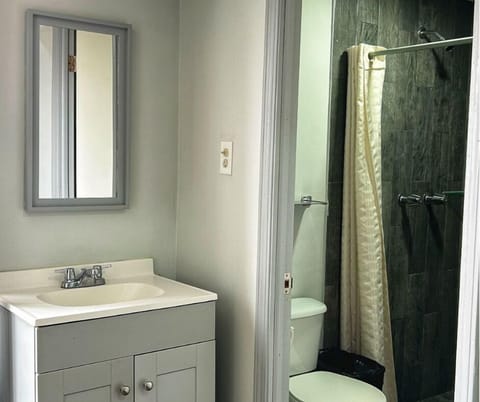 Shower, towels, soap, shampoo