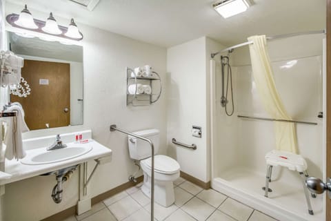 Room, 1 Queen Bed, Accessible, Non Smoking | Bathroom | Combined shower/tub, hair dryer, towels