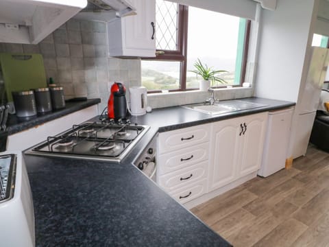 Fridge, electric kettle, toaster, cookware/dishes/utensils