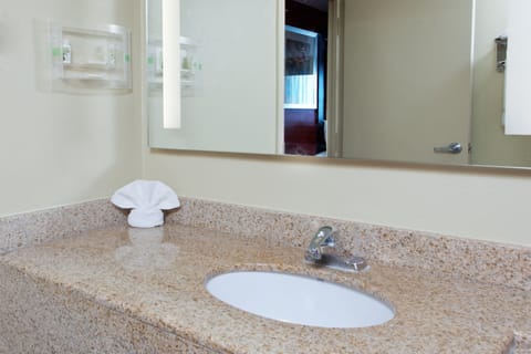 Combined shower/tub, eco-friendly toiletries, hair dryer, towels