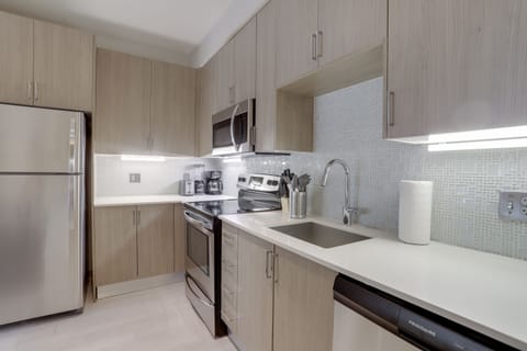 Deluxe Apartment | Private kitchen | Fridge, microwave, oven, dishwasher