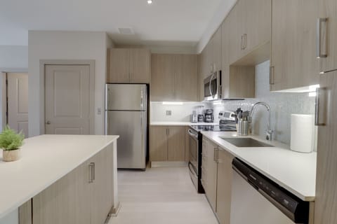 Deluxe Apartment | Private kitchen | Fridge, microwave, oven, dishwasher