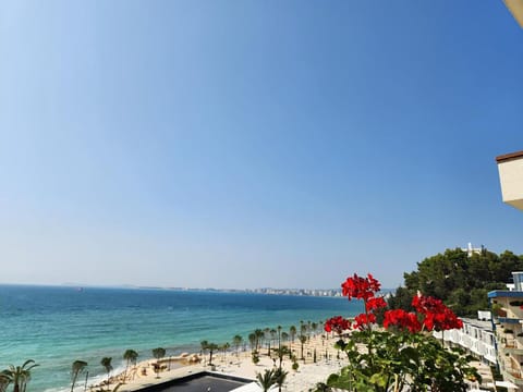 On the beach, white sand