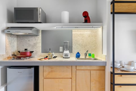 Family Suite | Private kitchenette | Mini-fridge, microwave, coffee grinder, cookware/dishes/utensils