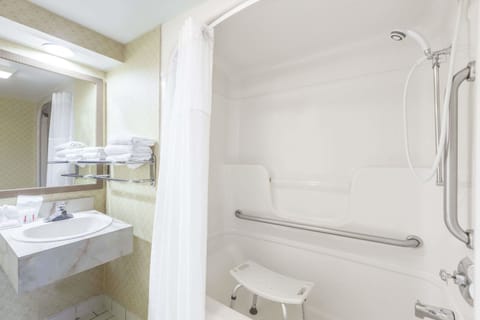 Room, 2 Double Beds, Accessible, Non Smoking (Bathtub) | Bathroom | Combined shower/tub, deep soaking tub, free toiletries, hair dryer