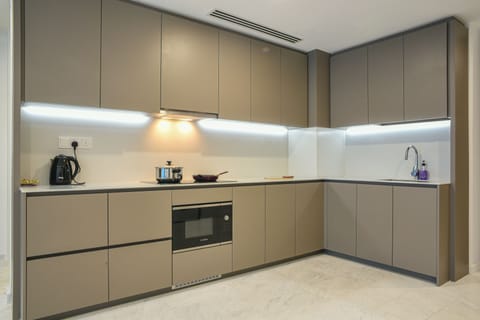 Fridge, dining tables