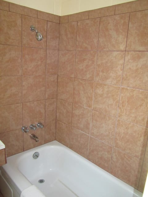 Combined shower/tub, free toiletries, hair dryer, towels