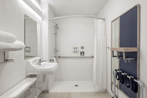 Deluxe Queen ADA Shower Best Value | Bathroom | Hair dryer, towels