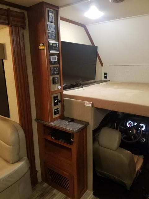 Cab over Bunk sleeps 2 with TV that pulls out to living room