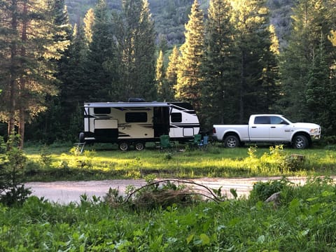 in Teton National Forest. Small footprint makes it easy to tow to less travelled spots