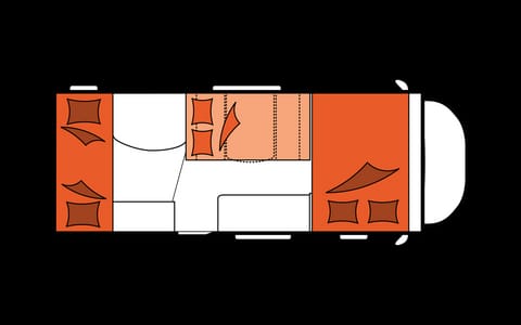 Night time layout (2 single bunks to the rear)