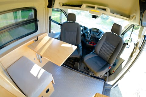 removable dining table which can also be attached outside of van