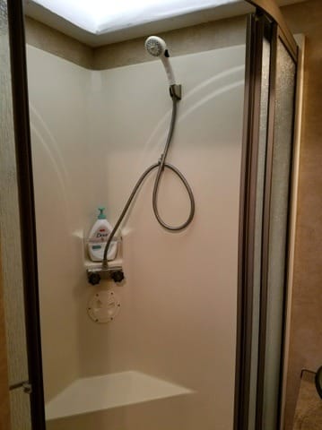 A comfy shower area with plenty of room