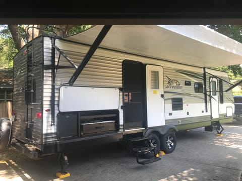 Room to roam in this 33 ft camper trailer.  Come make memories today!