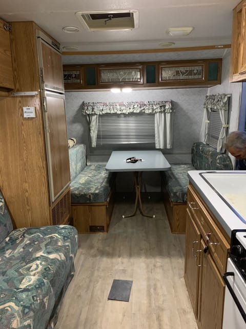 Your cozy cabin on wheels for your next road trip excursion or camping trip!  Call it 'glamping' or 'fancy-camp',  you will enjoy the comfort of a home away from home.   There is a pop up gazebo and lawn chairs for you to enjoy the outdoors.
