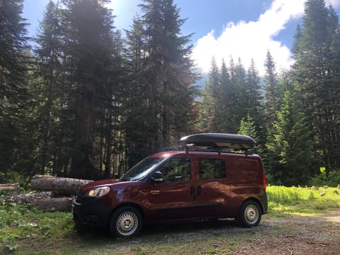 With front wheel drive - most larger vans have rear wheel drive - the van handles beautifully on gravel and dirt roads. No offroad driving or 4WD only roads, please!