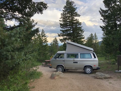 Classic VW camper in nature