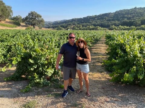 My wife and I visiting a local winery in Paso Robles. 