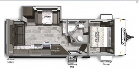 The Dinette and Couch fold down to be 2 additional beds to the Queen up front.