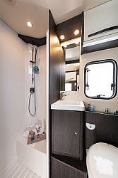 Perfectly sized bathroom area, big enough for functionality yet not taking up too much room in the vehicle.