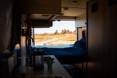 2021 Winnebago Solis 59P Campervan Camping at Canyonlands Lower Murphy Bed Setup