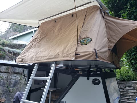 Optional rooftop tent adds more sleeping space or leave downstairs set up for dining!