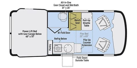 Smart floor plan offers flexible areas for lounging, dining and sleeping.