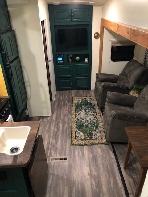 landscape view of kitchen and living room