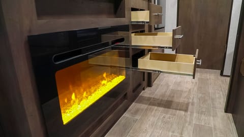 Electric fireplace - changes colors & can turn the heat off & enjoy for mood lighting