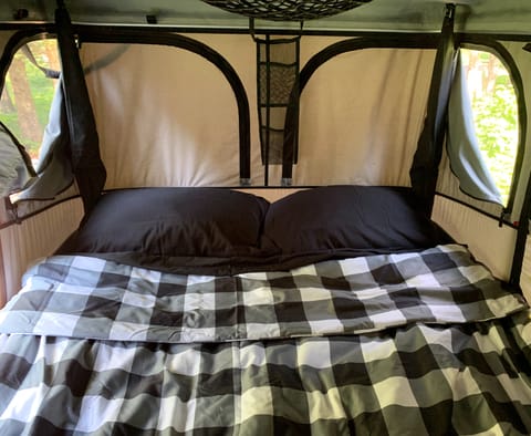 Roof Top Tent interior with Bedding