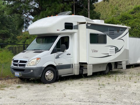 View motor home with full slide extended.