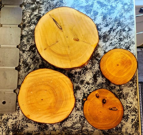 Wooden Coasters - Use them during your stay in the van and choose them as an add on if you want to take them home. 