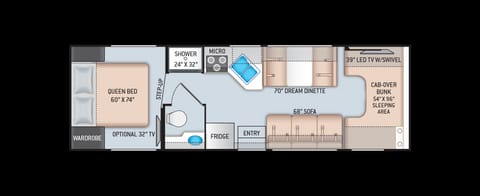 Open floor plan keeps entire coach accessible to your family on the road.