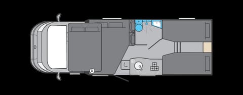 Floorplan - two double beds and two single bed.  Single beds can also be joined to make a larger double bed. 