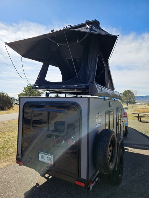 Off-Grid Camping in Teardrop Trailer With Child Bunk and Rooftop Tent Towable trailer in Littleton