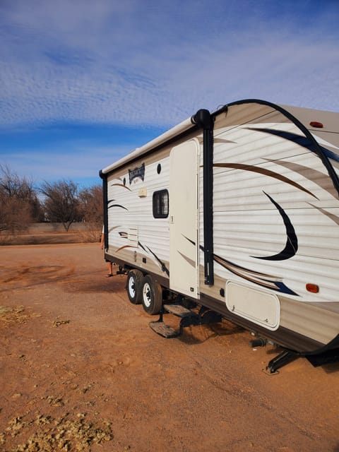 You will enjoy sitting around the camper with an extra long awning all along the side of the camper
