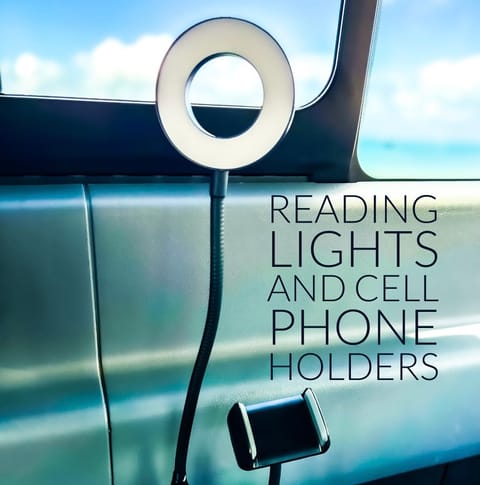 Reading lights and cell phone holder