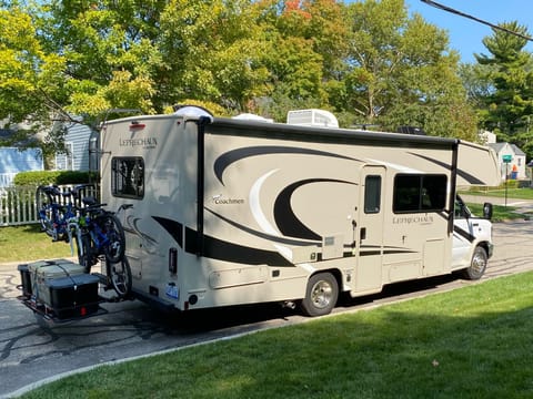 Fully loaded with bike rack and cargo carrier.