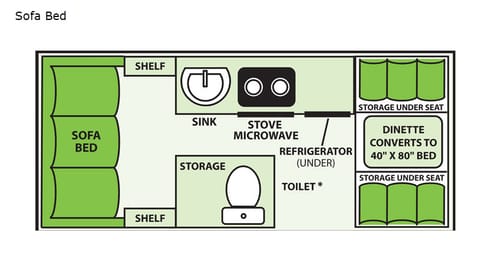 Floorplan for 2021 A-Liner Expedition Rear Sofa Bed