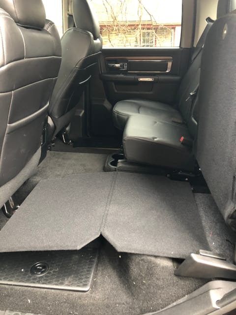 Back seats fold up to create more space for cargo