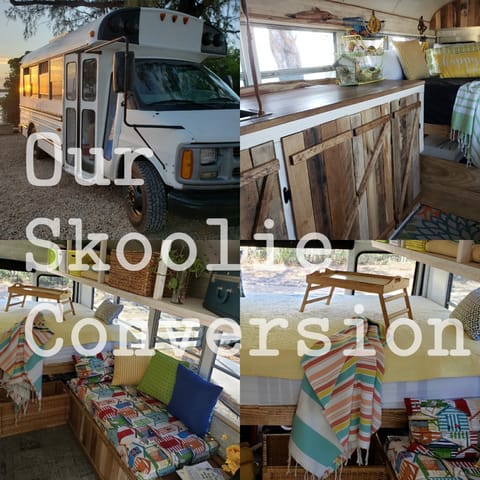 This little skoolie can be rented with the camper.  Sleeps 3. Contact us for details