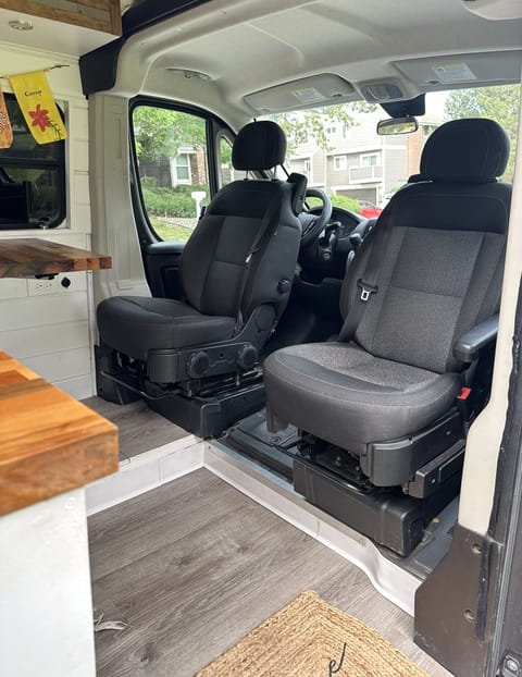 Experience ultimate comfort with our captain chairs that swivel to create additional seating at the dining table, perfect for relaxing or socializing on your adventures.