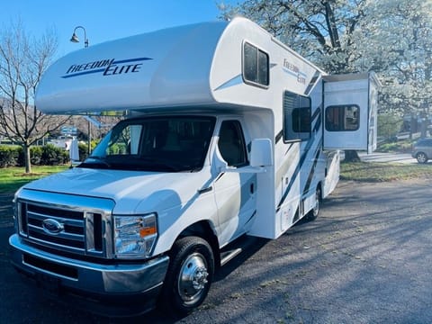 Motorized slideout provides large master bedroom