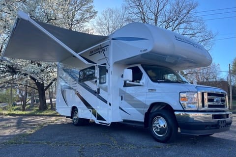 Full length motorized awning